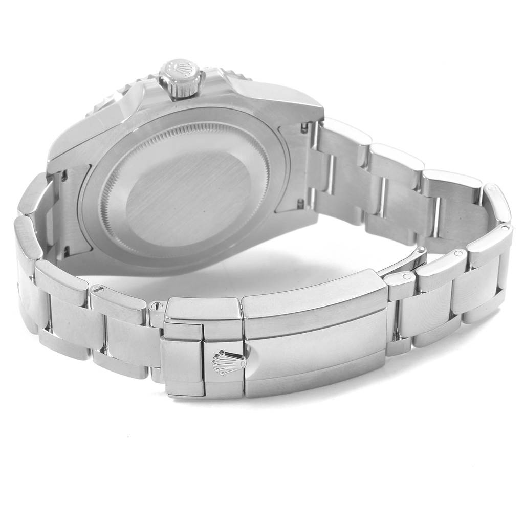 The image shows the back case and metal bracelet of a Rolex GMT-Master 116710 Men's Stainless Steel Black Dial 116710 Men's Stainless Steel Black Dial watch from a rear angle.