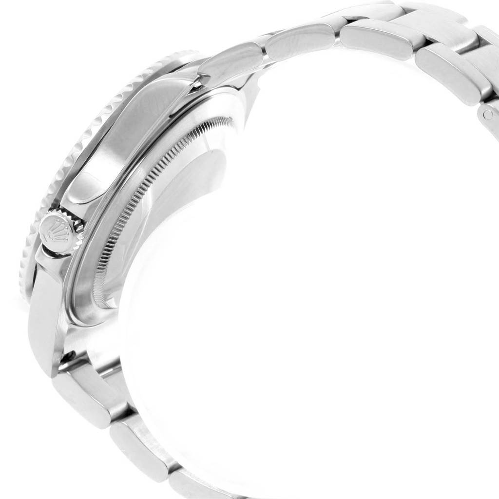 The image shows a side view of the Rolex GMT-Master 16710 Men
s Stainless Steel Black Dial 16710 Men
s Stainless Steel Black Dial watch, focusing on the case, bezel, crown, and bracelet.