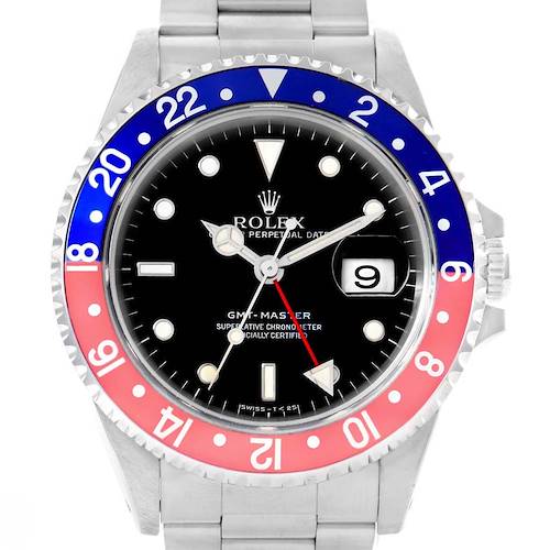 Photo of Rolex GMT Master Blue Red Pepsi Bezel Steel Mens Watch 16700