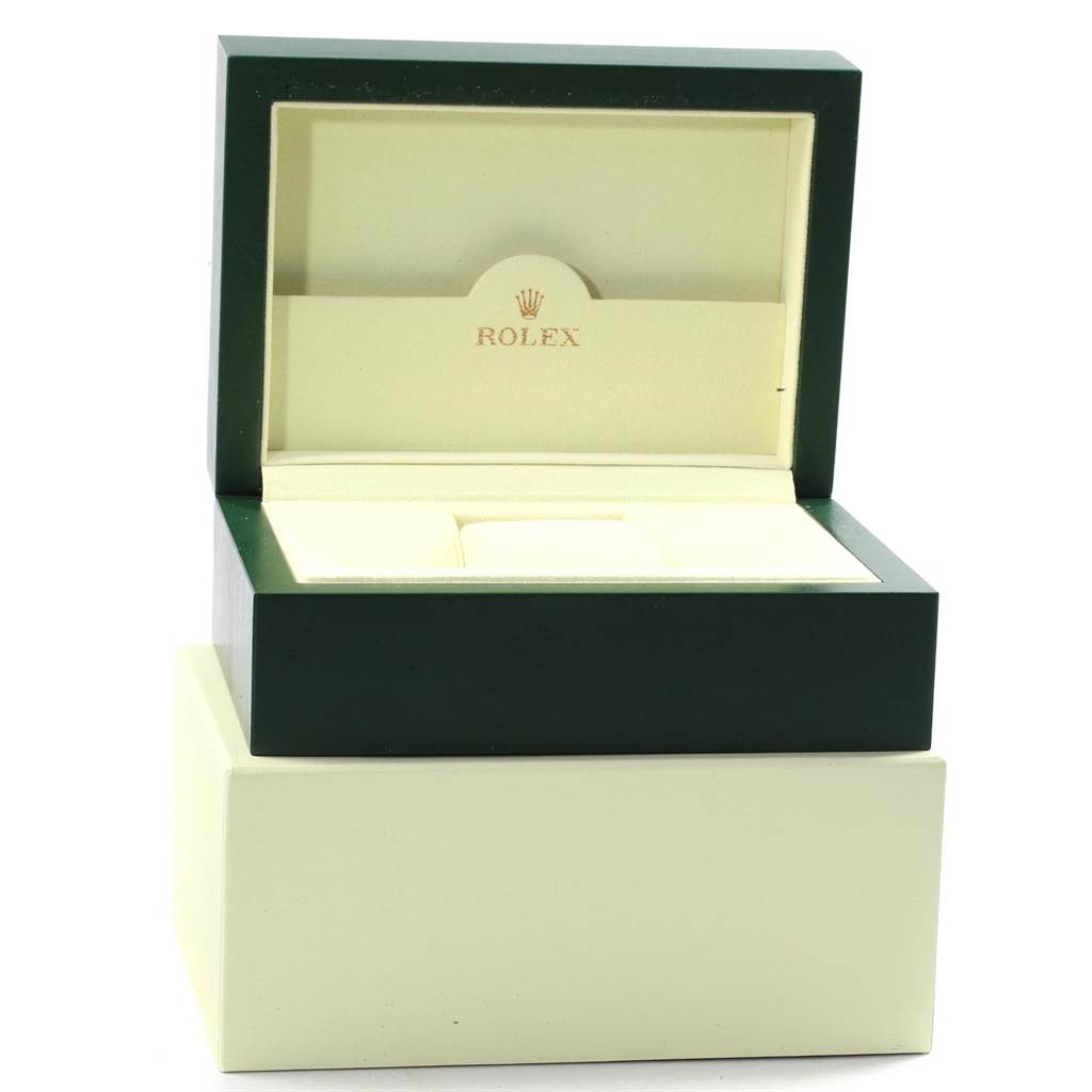 The image shows an open Rolex watch box, commonly used for storing and presenting the GMT-Master model.