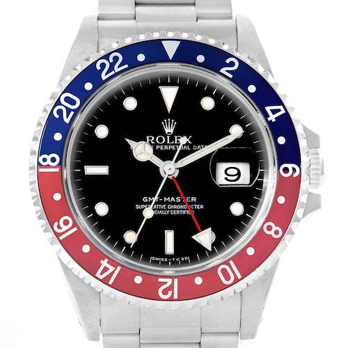 Photo of Rolex GMT Master Blue Red Pepsi Bezel Mens Watch 16700 Box Papers