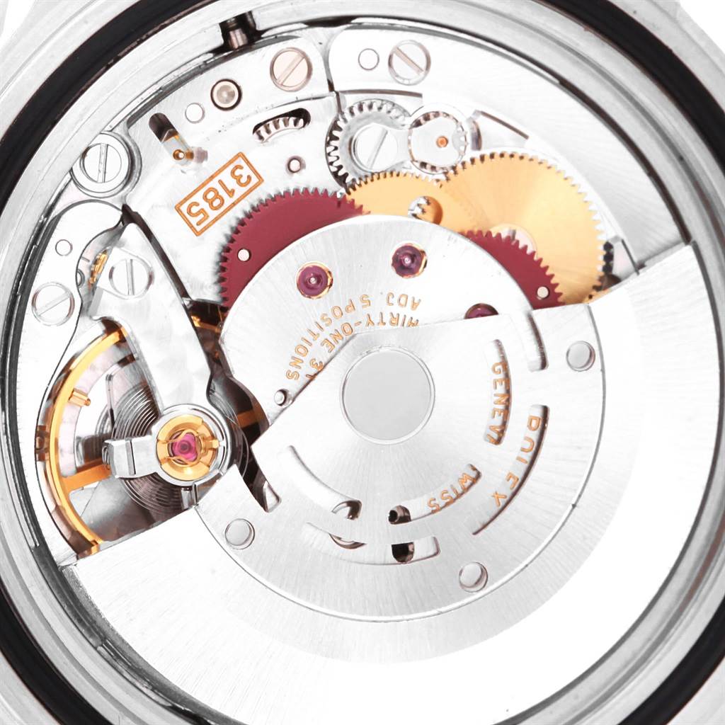 This image shows a close-up of the movement and internal mechanism of a Rolex GMT-Master 16710 Men's Stainless Steel Black Dial 16710 Men's Stainless Steel Black Dial watch.