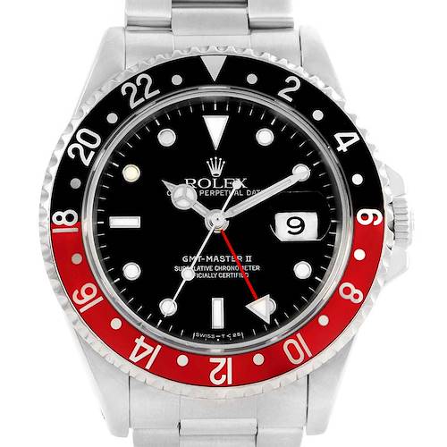 Photo of Rolex GMT Master II Black Red Coke Bezel Insert Watch 16710 Box Papers