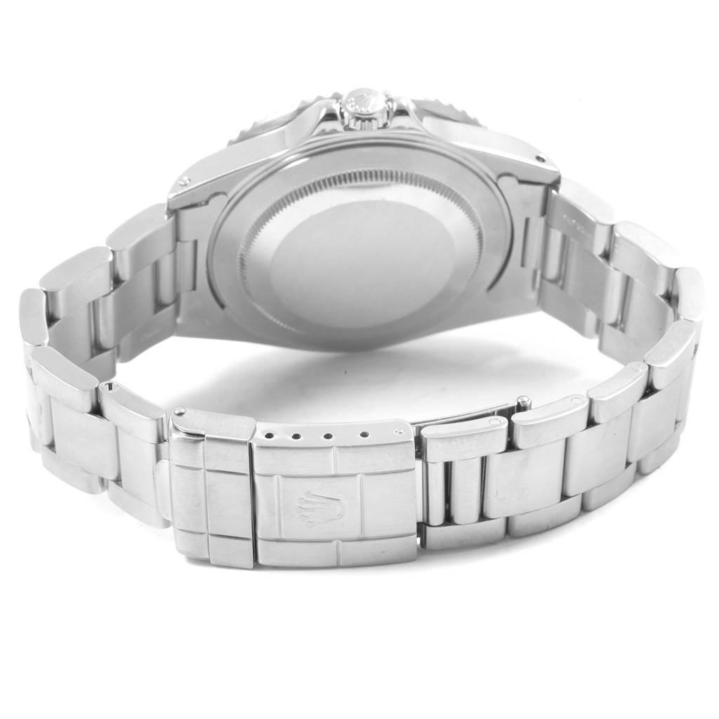 The image shows the back view of a Rolex GMT-Master 16710 Men's Stainless Steel Black Dial 16710 Men's Stainless Steel Black Dial, focusing on the case back, bracelet, and clasp.