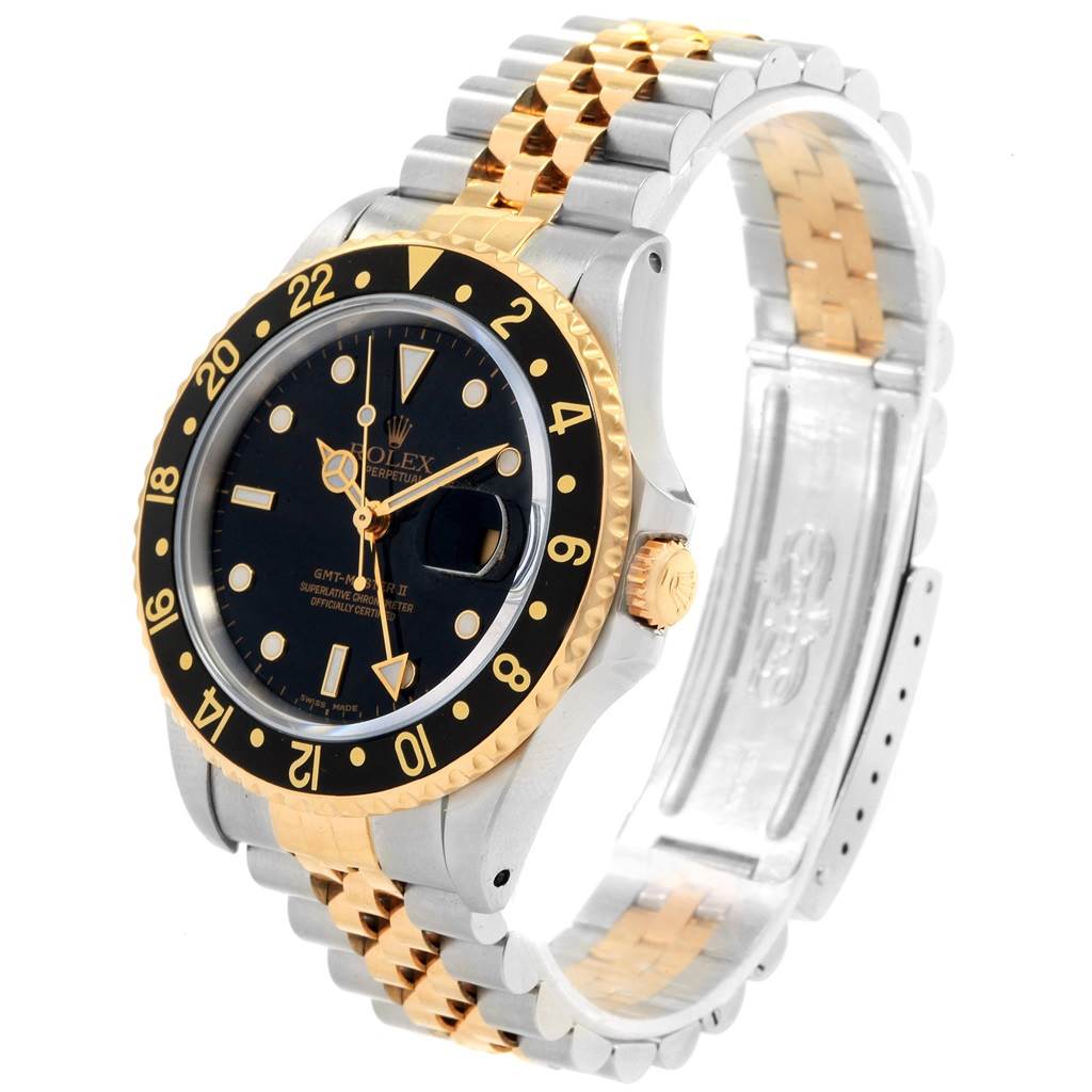 Rolex GMT Master II Yellow Gold Steel Jubilee Bracelet Mens Watch 16713