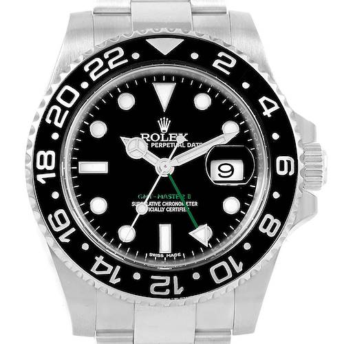 Photo of Rolex GMT Master II Green Hand Steel Mens Watch 116710 Box Papers