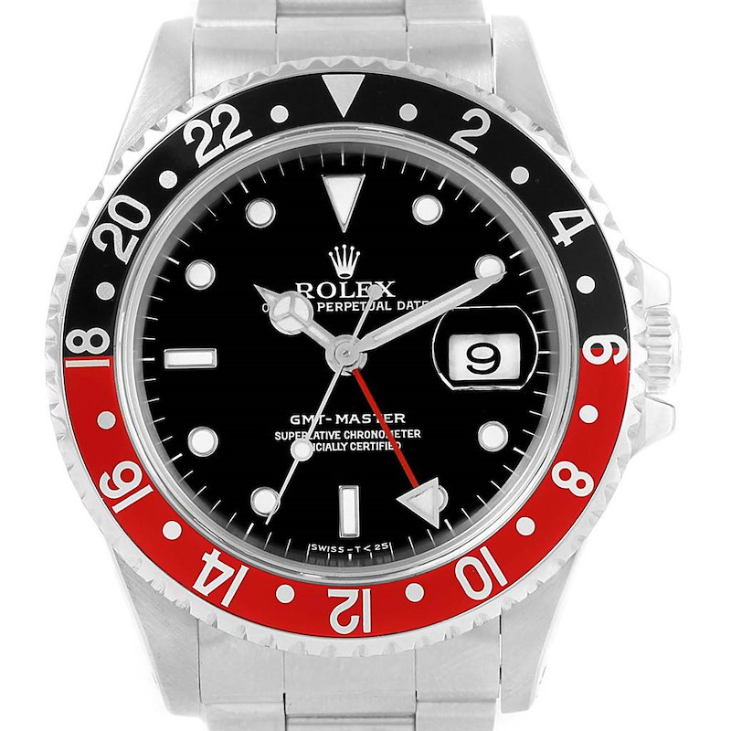 Rolex GMT Master Black Red Coke Bezel Mens Watch 16700 SwissWatchExpo