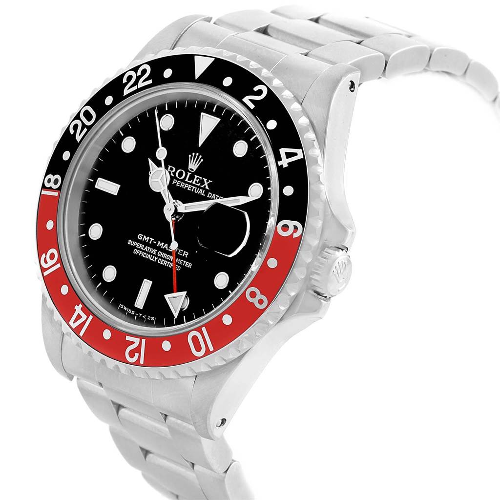The image shows a Rolex GMT-Master 16700 Men's Stainless Steel Black Dial 16700 Men's Stainless Steel Black Dial watch at a slight angle, highlighting the bezel, dial, and part of the bracelet.