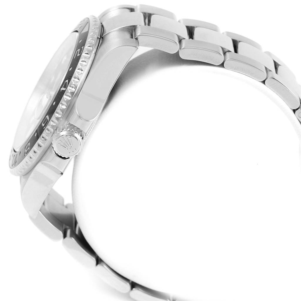 The image shows the right side of a Rolex GMT-Master 116710 Men's Stainless Steel Black Dial 116710 Men's Stainless Steel Black Dial watch, highlighting the crown, case, and part of the bracelet.