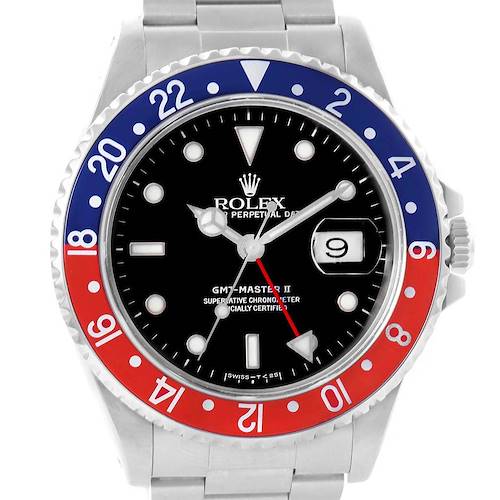 Photo of Rolex GMT Master II Blue Red Pepsi Bezel Automatic Mens Watch 16710