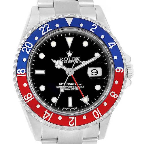 Photo of Rolex GMT Master II Blue Red Pepsi Bezel Steel Watch 16710 Box Papers