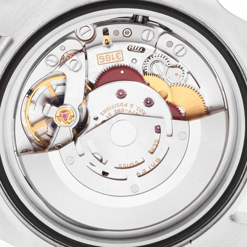 This image shows the internal movement mechanism of the Rolex GMT-Master 116710 Men's Stainless Steel Black Dial 116710 Men's Stainless Steel Black Dial watch from a top-down angle.