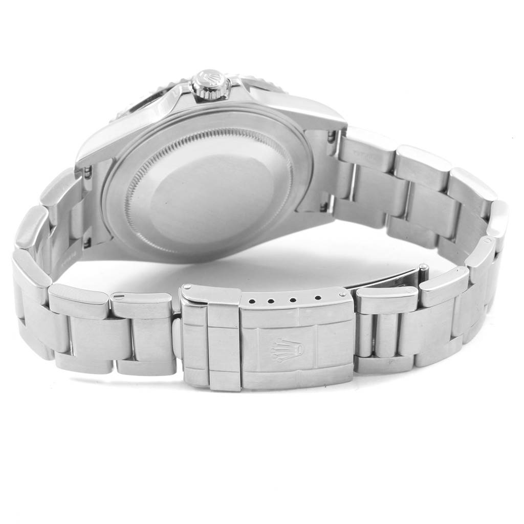 The image shows the back case and bracelet of a Rolex GMT-Master 20121 Men's Stainless Steel Black Dial 20121 Men's Stainless Steel Black Dial watch from a rear angle.