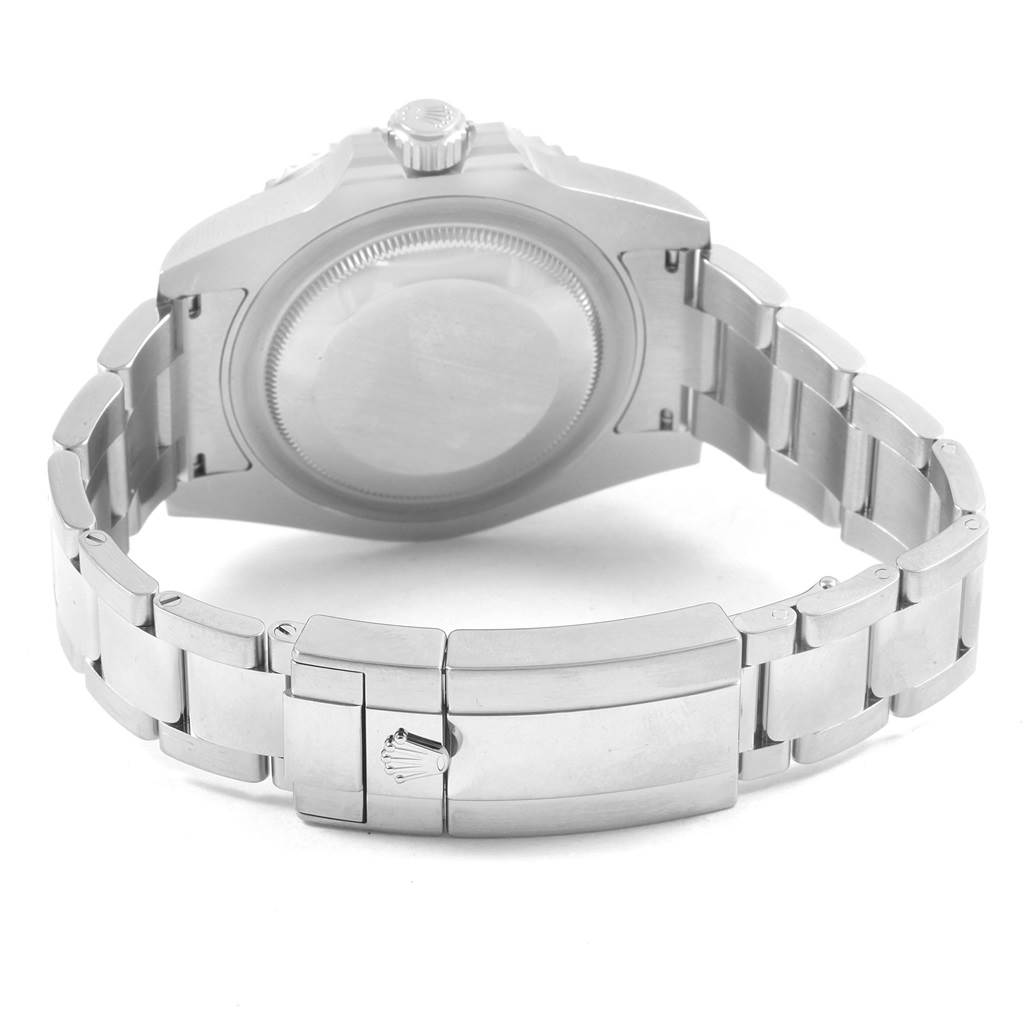 This image shows the back case, crown, and bracelet of a Rolex GMT-Master 116710 Men's Stainless Steel Black Dial 116710 Men's Stainless Steel Black Dial watch from a rear angle.