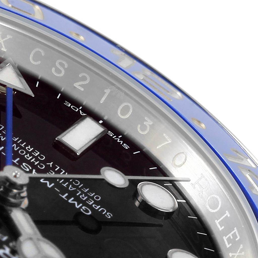 The image shows a close-up of the dial and bezel of a Rolex GMT-Master 116710 Men's Stainless Steel Black Dial 116710 Men's Stainless Steel Black Dial watch.