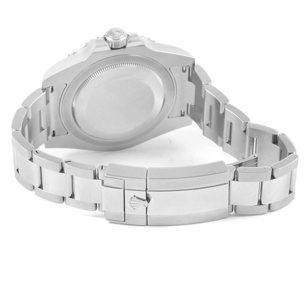 The image shows the backside and bracelet clasp of a Rolex GMT-Master 116710 Men's Stainless Steel Black Dial 116710 Men's Stainless Steel Black Dial watch.