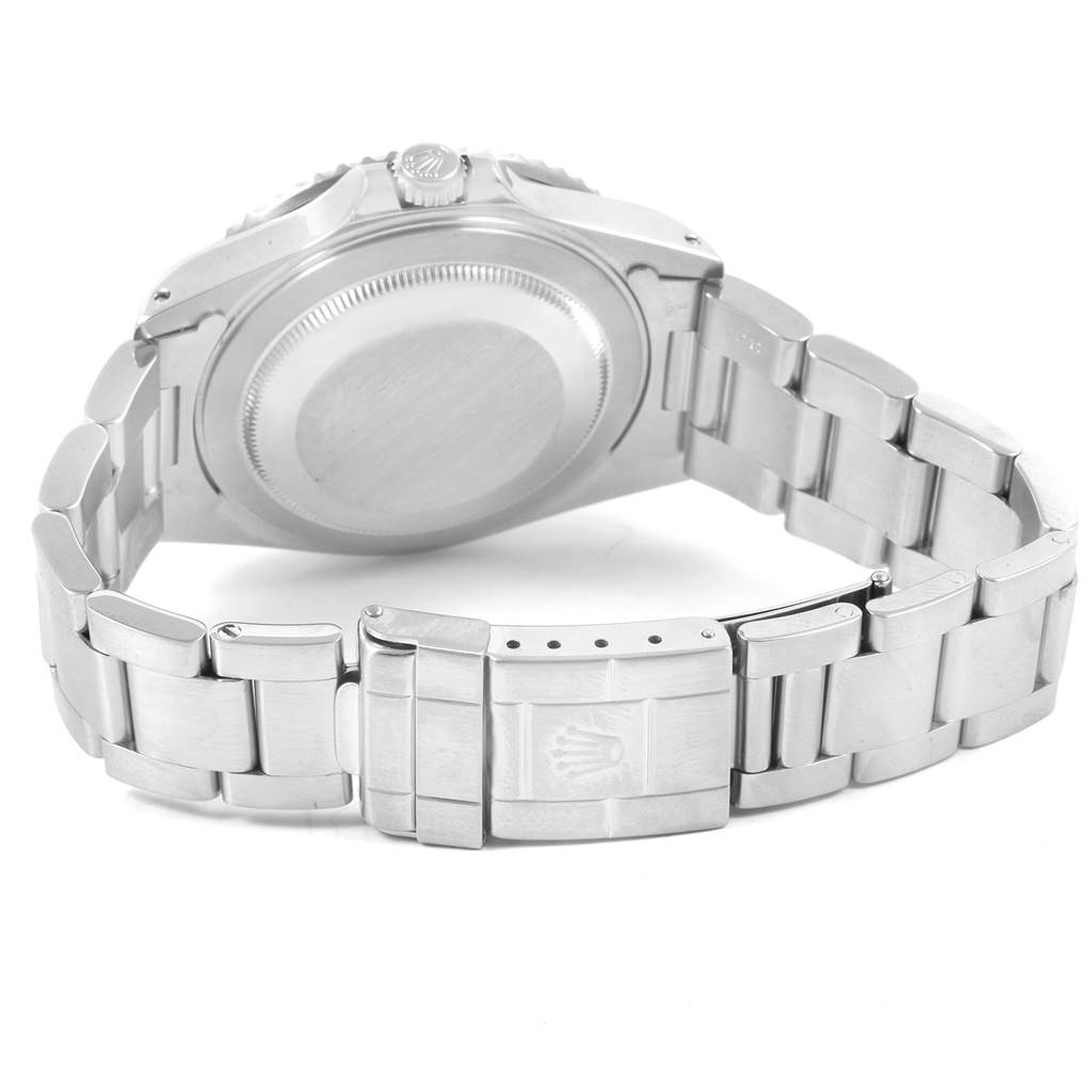 The image shows the case back and bracelet clasp of a Rolex GMT-Master 16710 Men's Stainless Steel Black Dial 16710 Men's Stainless Steel Black Dial watch from a rear angle.