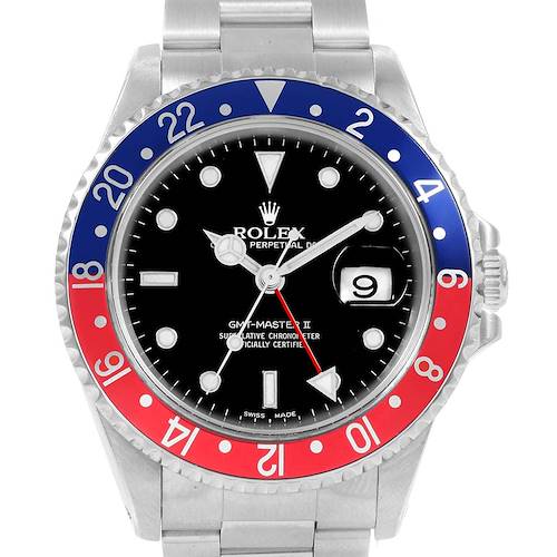 Photo of Rolex GMT Master II 40mm Blue Red Pepsi Bezel Mens Watch 16710