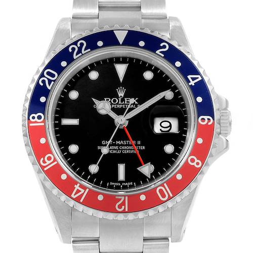 Photo of Rolex GMT Master II Blue Red Pepsi Bezel Mens Watch 16710 Box Papers