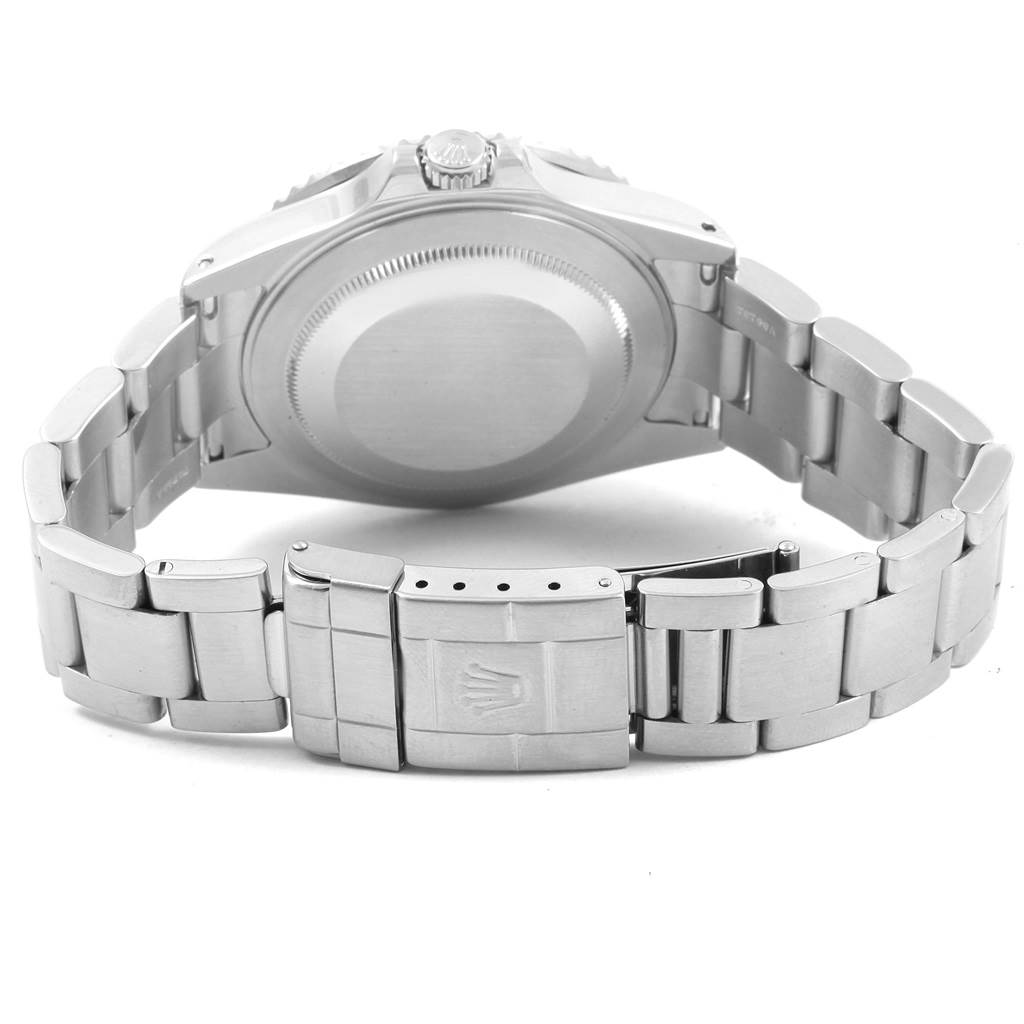 The image shows the back case and bracelet of a Rolex GMT-Master 16710 Men's Stainless Steel Black Dial 16710 Men's Stainless Steel Black Dial watch from a rear angle.