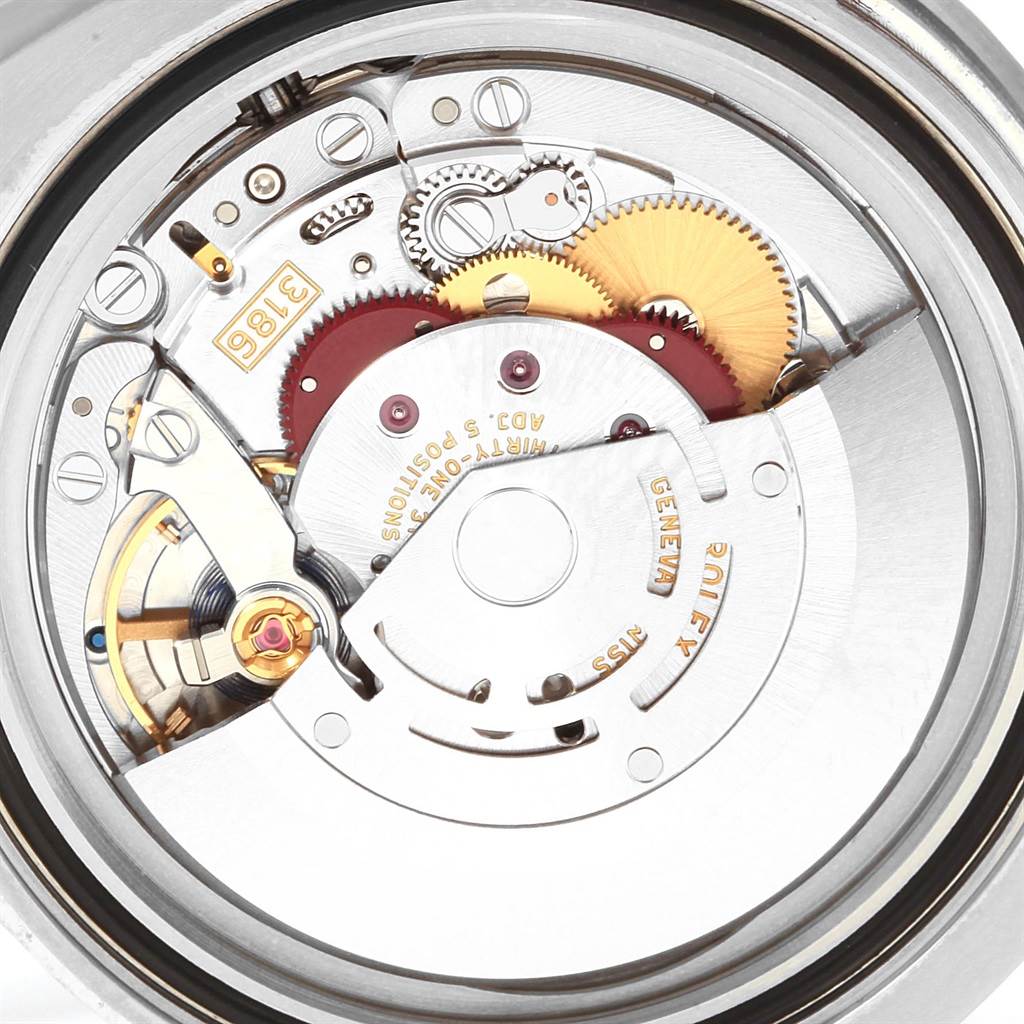 This image shows the internal mechanisms of a Rolex GMT-Master 116710 Men's Stainless Steel Black Dial 116710 Men's Stainless Steel Black Dial watch, viewed from the case back.