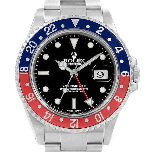 Photo of Rolex GMT Master II Blue Red Pepsi Bezel Insert Watch 16710 Box Papers