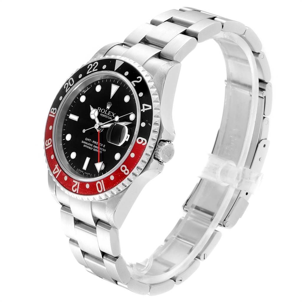 The Rolex GMT-Master 16710 Men's Stainless Steel Black Dial 16710 Men's Stainless Steel Black Dial watch is shown at a slight angle, highlighting the bezel, dial, and bracelet.