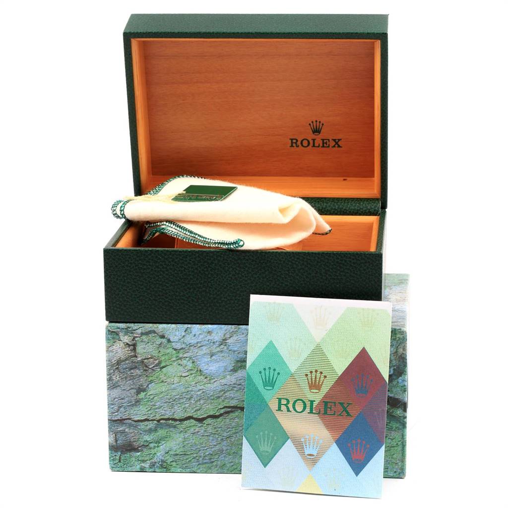 The image shows the open box, pouch, and booklet for the Rolex GMT-Master 16710 Men's Stainless Steel Black Dial 16710 Men's Stainless Steel Black Dial watch.