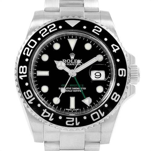 Photo of Rolex GMT Master II 40mm Black Dial Green Hand Mens Watch 116710