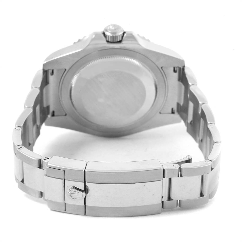 This image shows the back side and bracelet clasp of a Rolex GMT-Master 116710 Men's Stainless Steel Black Dial 116710 Men's Stainless Steel Black Dial watch at an angle, highlighting the case back and clasp.