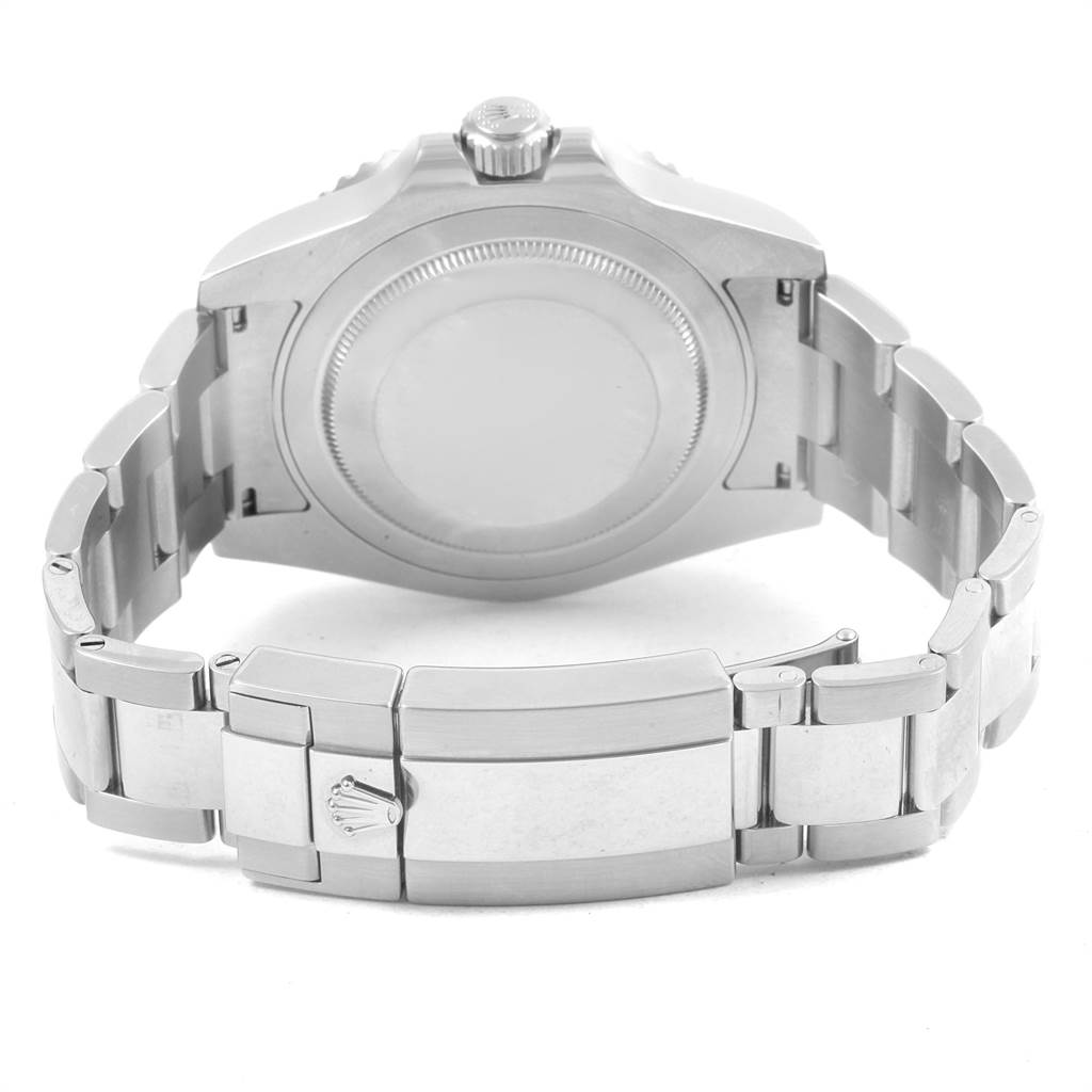 The image shows the back case and bracelet of a Rolex GMT-Master 116710 Men's Stainless Steel Black Dial 116710 Men's Stainless Steel Black Dial watch from a rear angle.