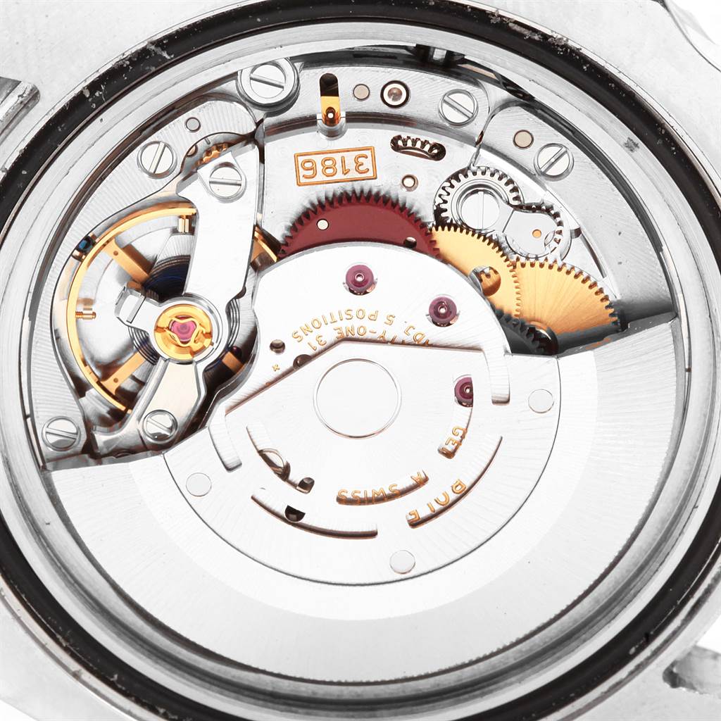 The image shows the detailed movement and internal mechanism of a Rolex GMT-Master 116710 Men's Stainless Steel Black Dial 116710 Men's Stainless Steel Black Dial watch from the back.