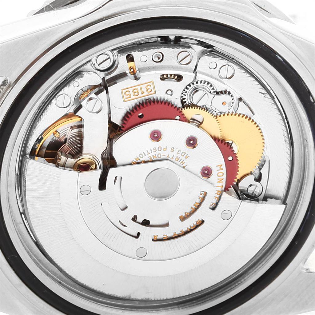 This image shows the inner mechanical movement parts of a Rolex GMT-Master 16710 Men's Stainless Steel Black Dial 16710 Men's Stainless Steel Black Dial watch at a close-up angle.