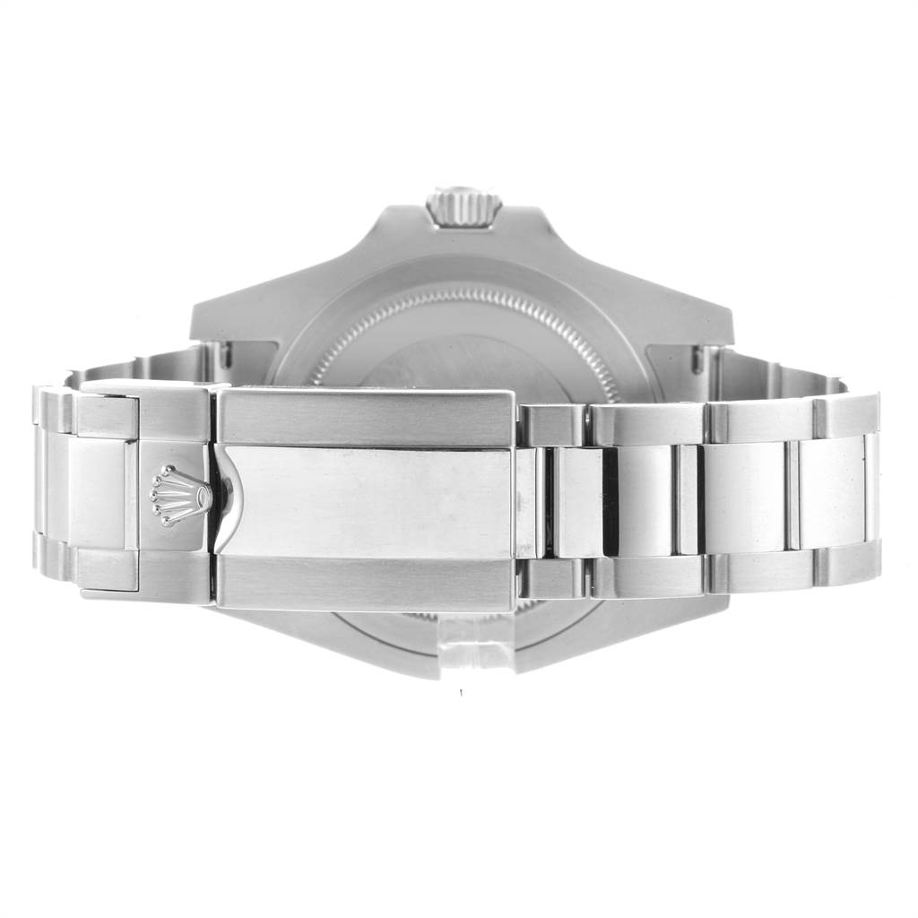 The image shows the back and clasp of a Rolex GMT-Master 116710 Men's Stainless Steel Black Dial 116710 Men's Stainless Steel Black Dial watch, viewed from the rear.