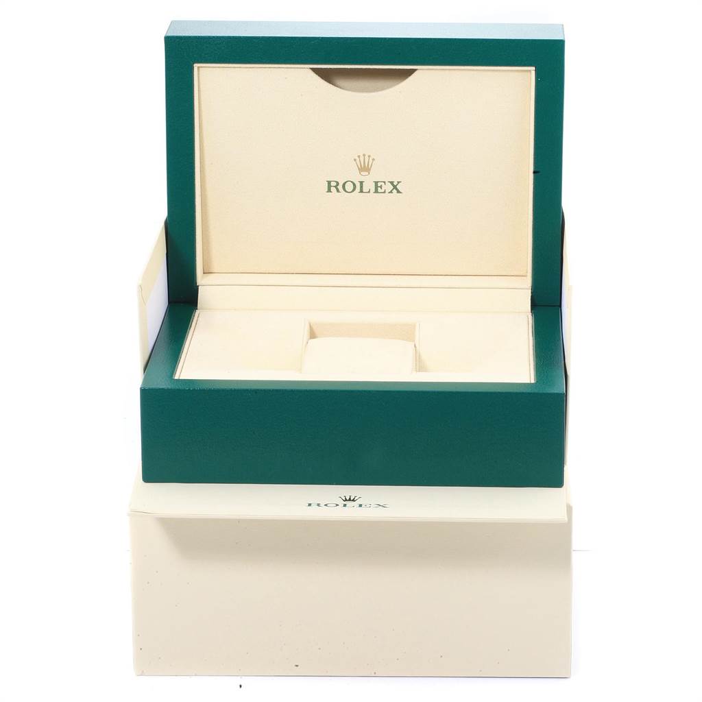 This image shows the open packaging box for a Rolex GMT-Master 116710 Men's Stainless Steel Black Dial 116710 Men's Stainless Steel Black Dial watch, displaying the inner and outer boxes.