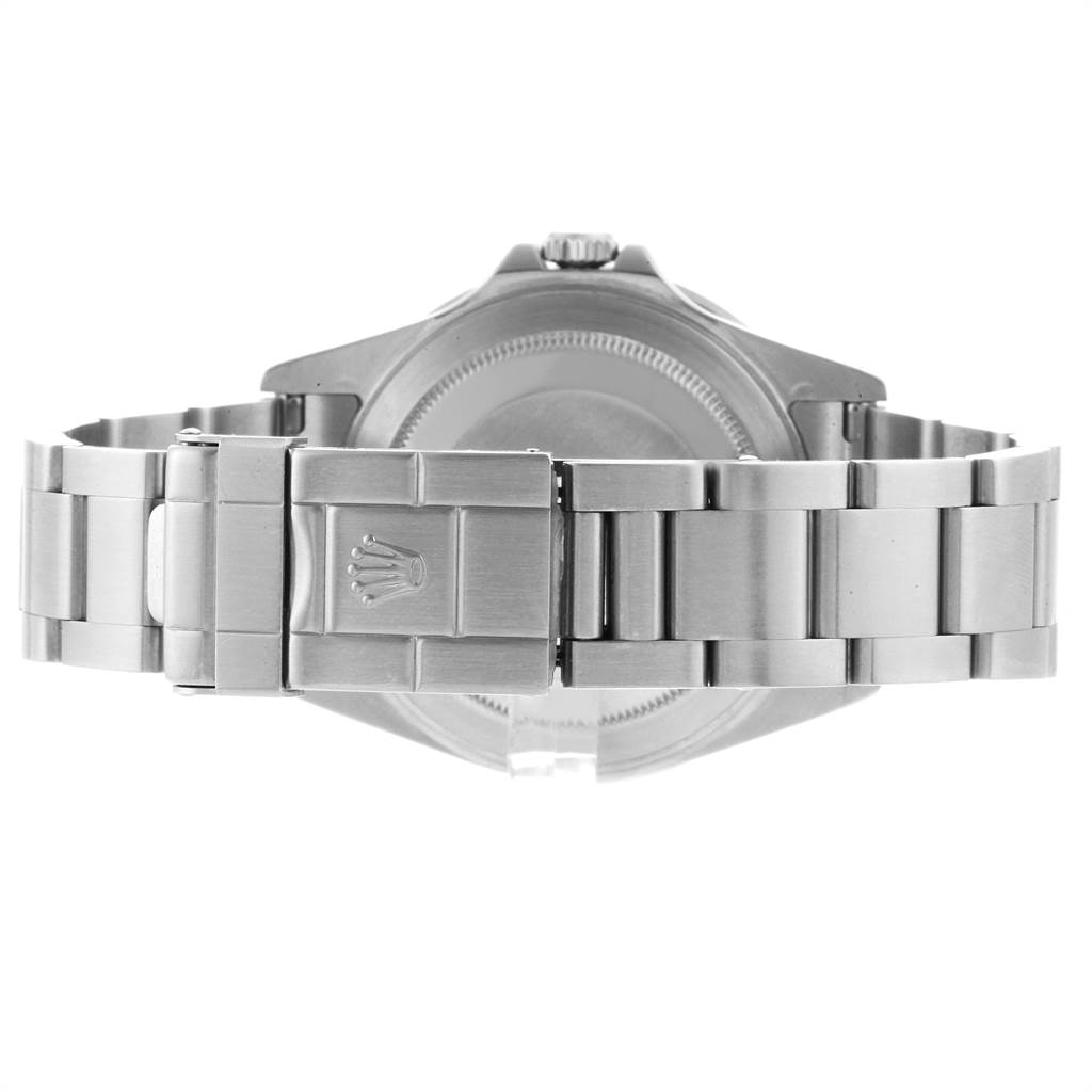 The image shows the back case and bracelet clasp of the Rolex GMT-Master 16710 Men's Stainless Steel Black Dial 16710 Men's Stainless Steel Black Dial watch from a rear angle.