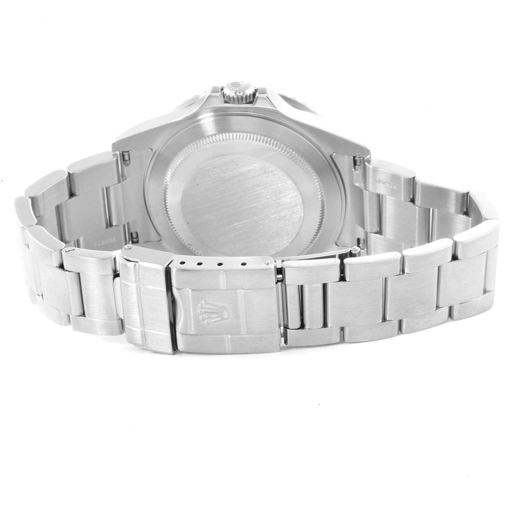 The image shows the back case and bracelet of a Rolex GMT-Master 16710 Men
s Stainless Steel Black Dial 16710 Men
s Stainless Steel Black Dial watch, displaying the clasp and lugs.