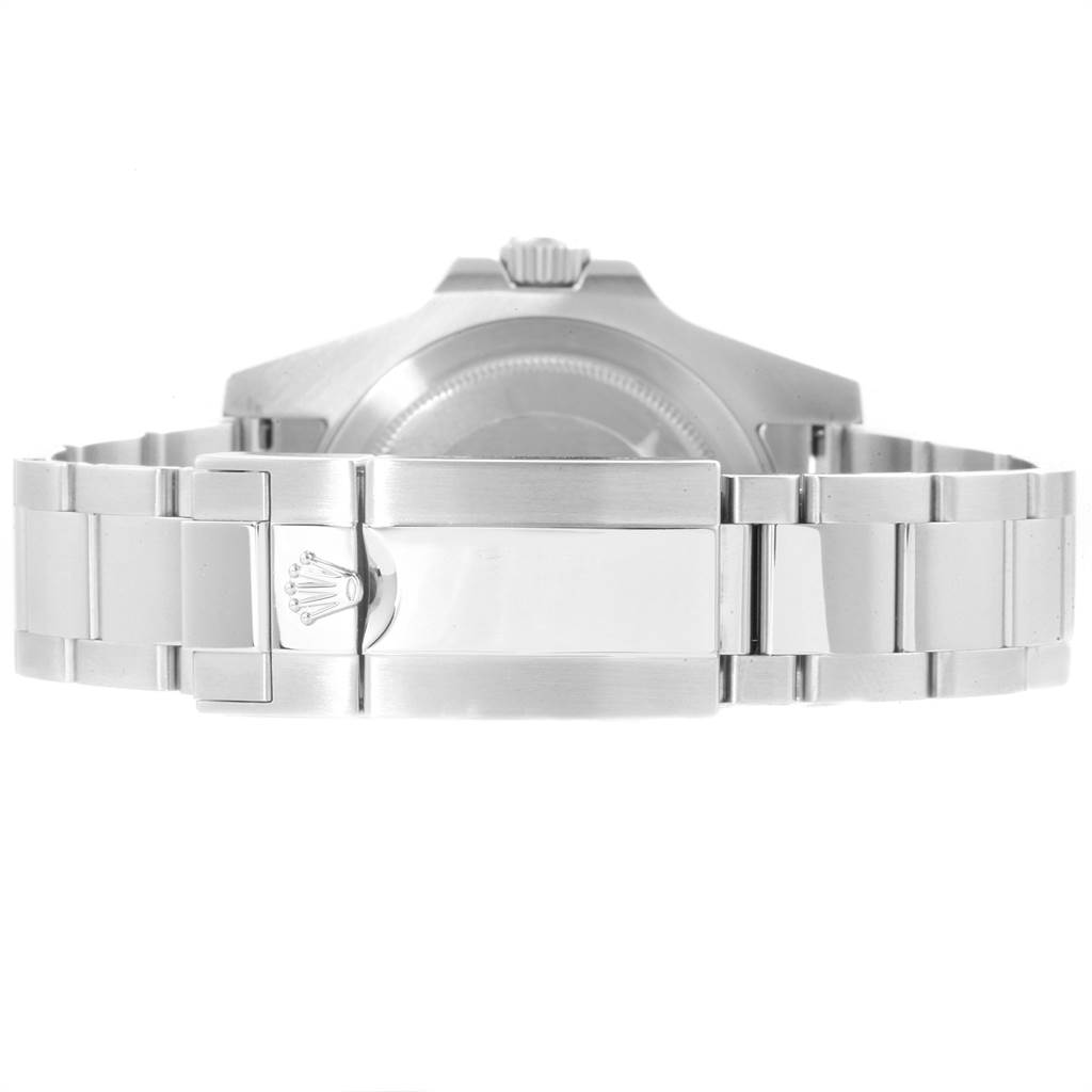 This image shows the clasp and bracelet of a Rolex GMT-Master 116710 Men's Stainless Steel Black Dial 116710 Men's Stainless Steel Black Dial watch from the rear angle.