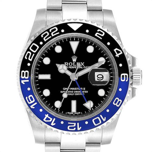 Photo of Rolex GMT Master II Batman Blue Black Bezel Steel Watch 116710 Box Card