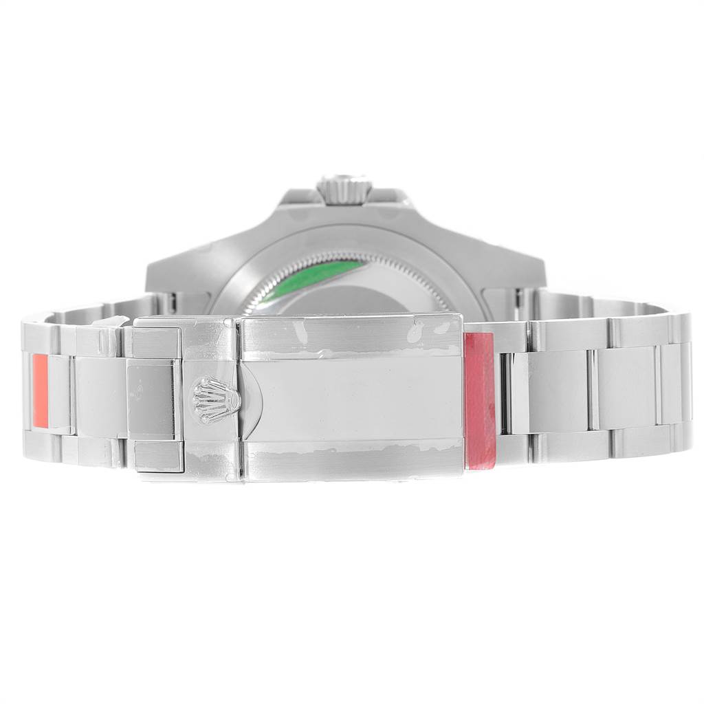 The image shows the case back and clasp of a Rolex GMT-Master 116710 Men's Stainless Steel Black Dial 116710 Men's Stainless Steel Black Dial, viewed from the rear.