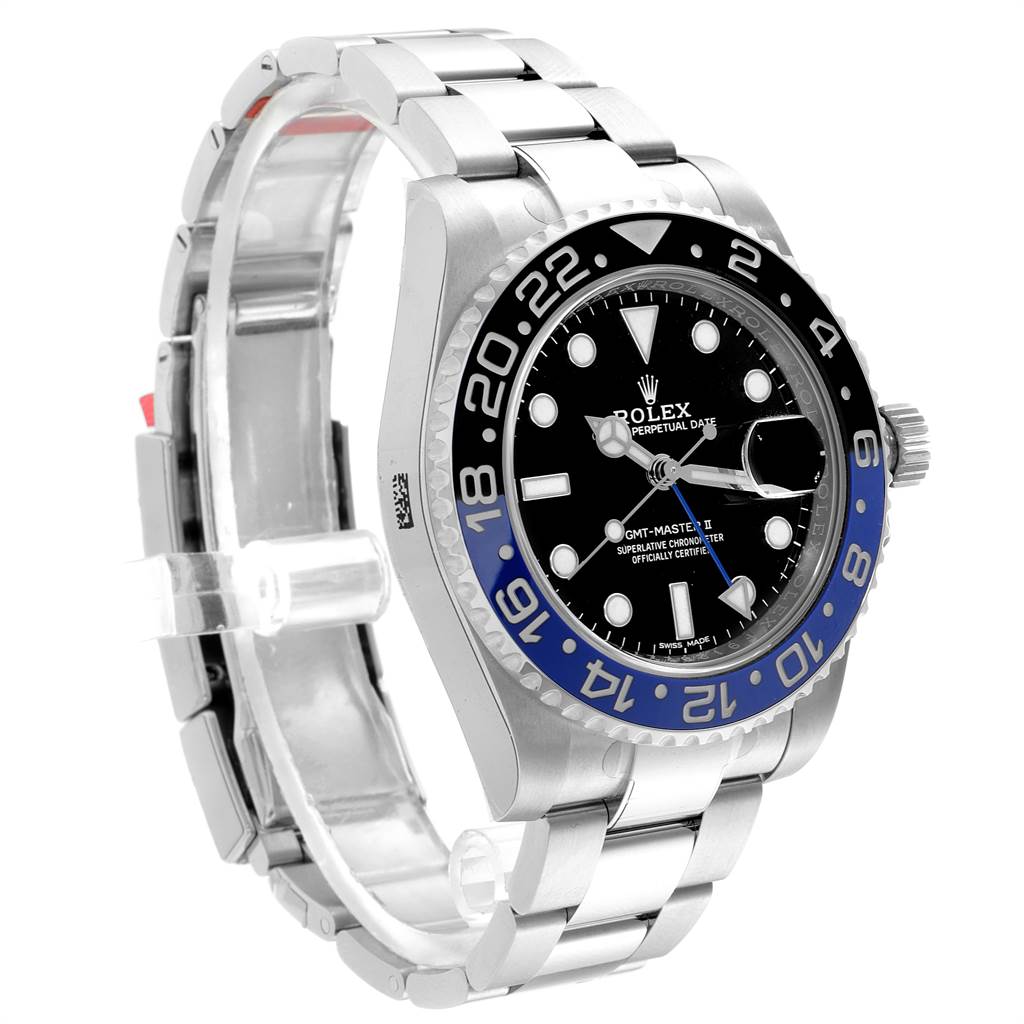 The image shows a Rolex GMT-Master 116710 Men's Stainless Steel Black Dial 116710 Men's Stainless Steel Black Dial II watch from an angled view, highlighting its bracelet, bezel, and dial.