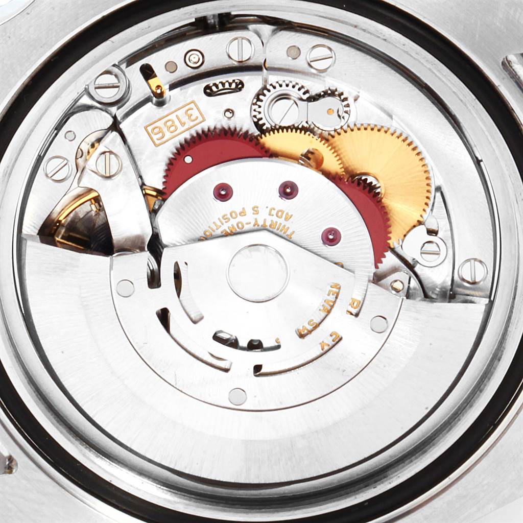 This image shows the intricate internal movement mechanism of a Rolex GMT-Master 116710 Men's Stainless Steel Black Dial 116710 Men's Stainless Steel Black Dial watch, viewed from the back.