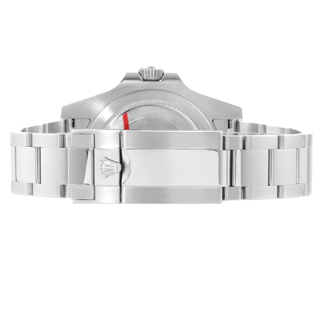 The image shows the clasp and case back of a Rolex GMT-Master 116710 Men's Stainless Steel Black Dial 116710 Men's Stainless Steel Black Dial watch from a rear angle.