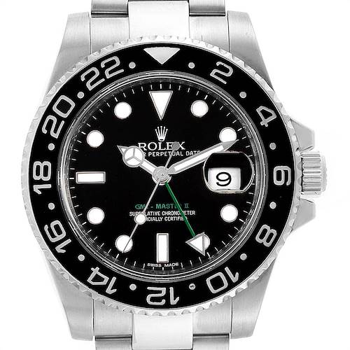 Photo of Rolex GMT Master II 40mm Black Dial Green Hand Mens Watch 116710
