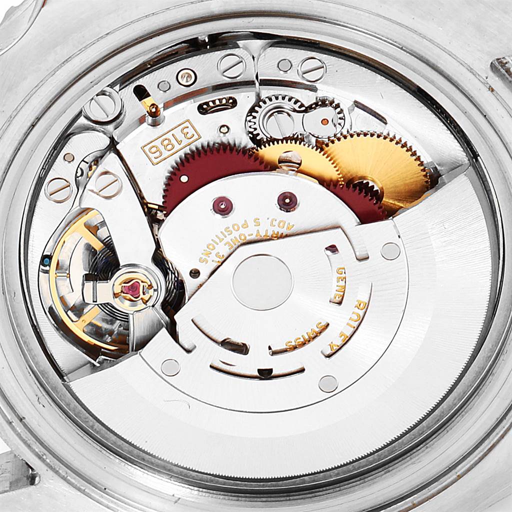 This image shows the internal movement mechanism of the Rolex GMT-Master 116710 Men's Stainless Steel Black Dial 116710 Men's Stainless Steel Black Dial watch from a close-up, top-down angle.