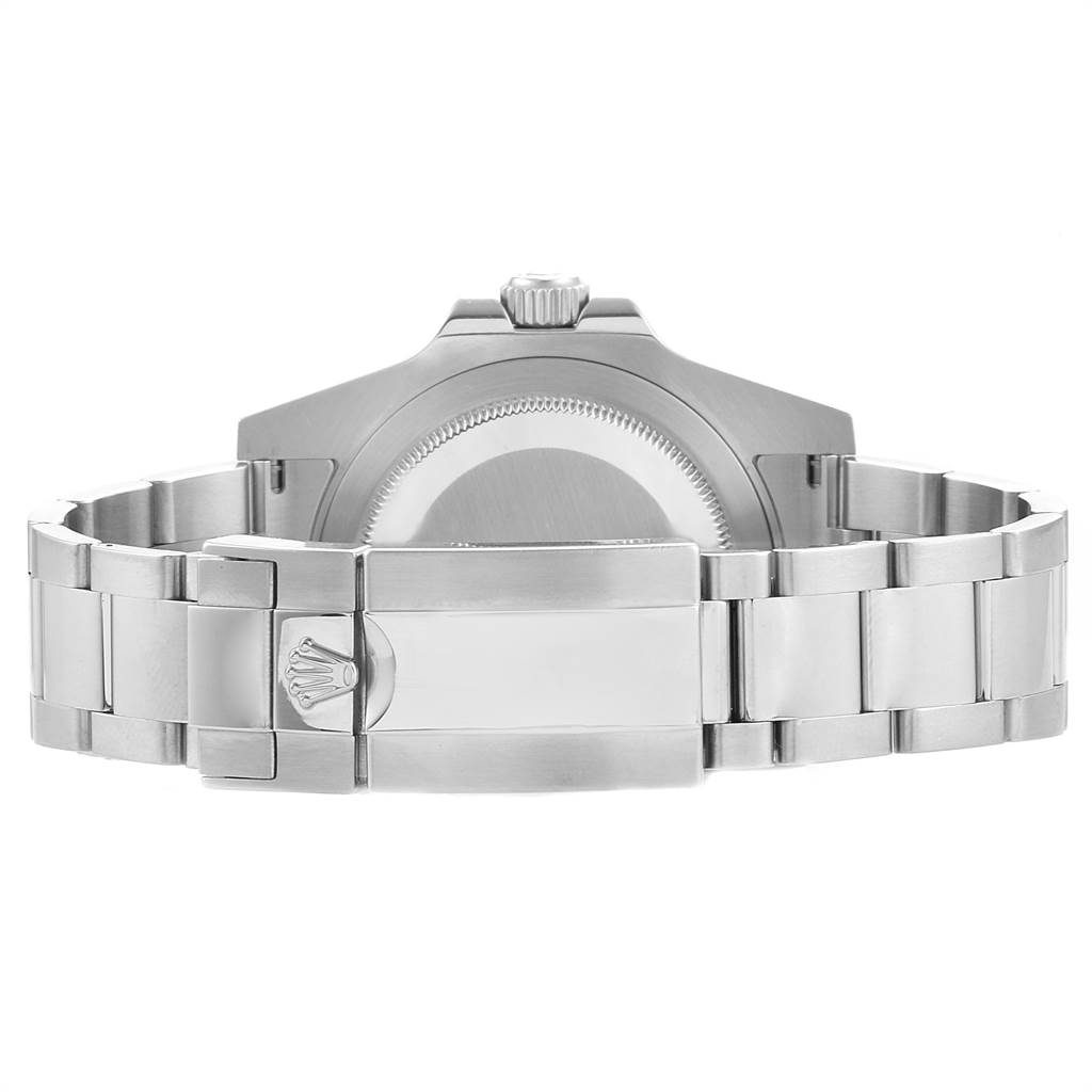 The image shows the back view of a Rolex GMT-Master 116710 Men's Stainless Steel Black Dial 116710 Men's Stainless Steel Black Dial, highlighting the case back, clasp, and bracelet.