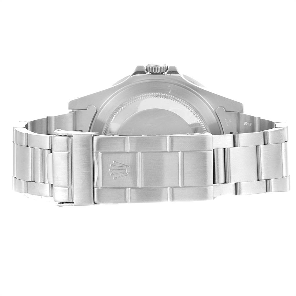 This image shows the back case and bracelet of the Rolex GMT-Master 16710 Men's Stainless Steel Black Dial 16710 Men's Stainless Steel Black Dial watch from a rear angle.