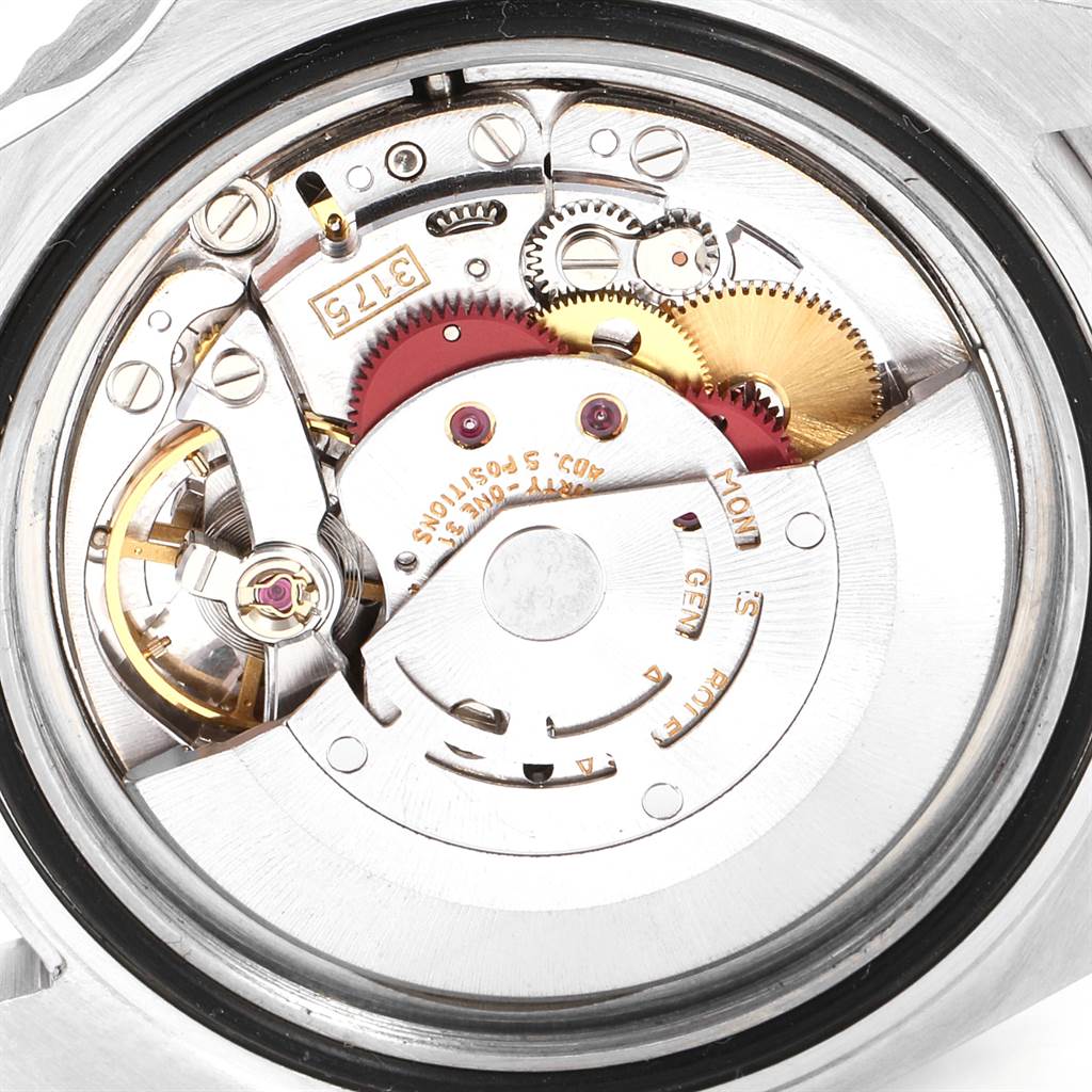 The image shows the internal movement mechanism of a Rolex GMT-Master 16700 Men's Stainless Steel Black Dial 16700 Men's Stainless Steel Black Dial watch from a rear angle with the case back removed.