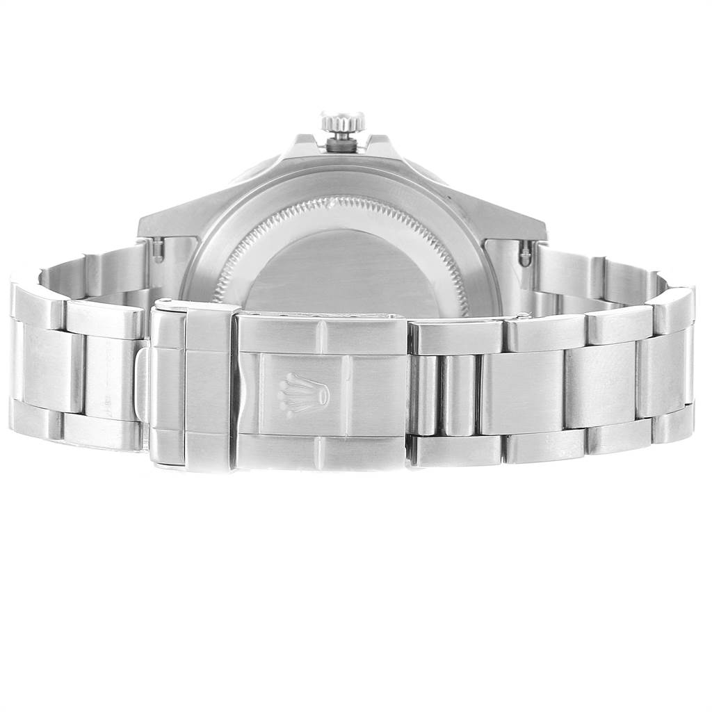 This image shows the back case and bracelet clasp of the Rolex GMT-Master 16710 Men's Stainless Steel Black Dial 16710 Men's Stainless Steel Black Dial watch.