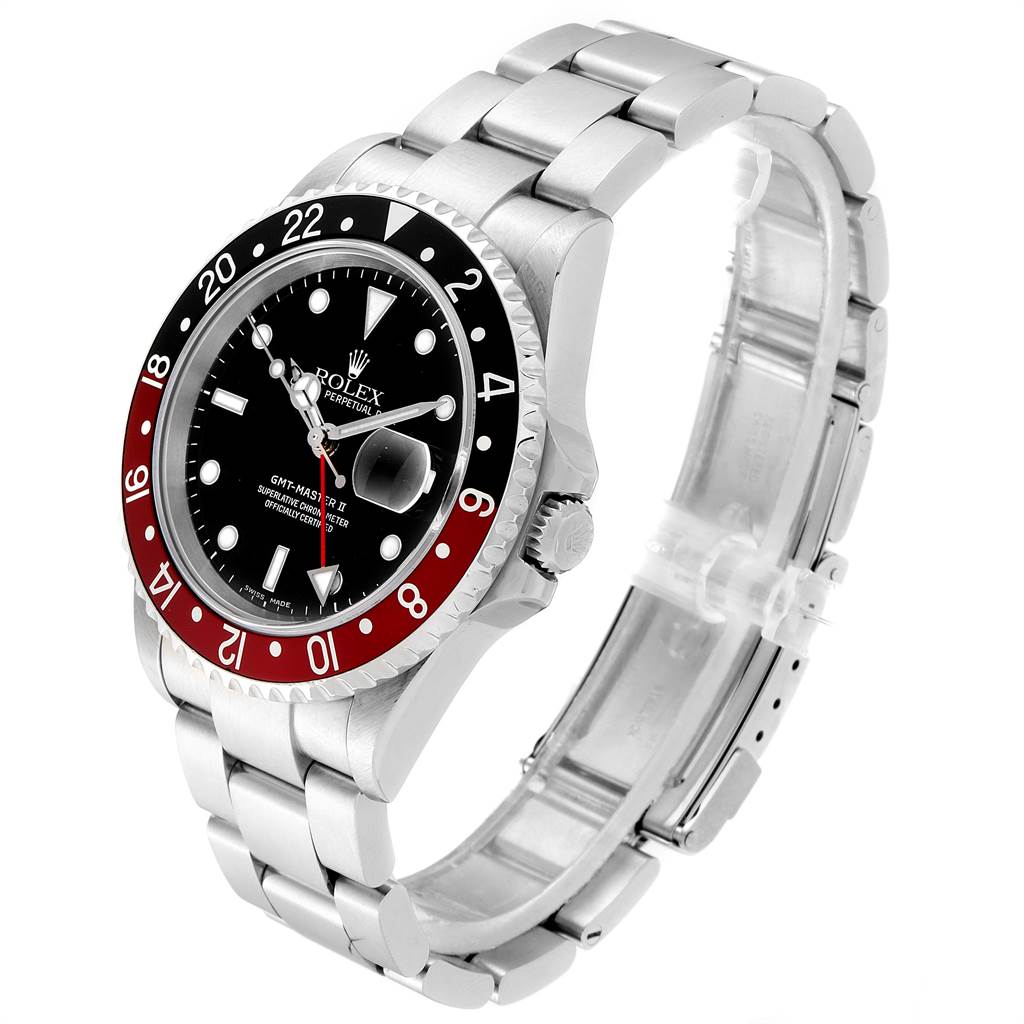 The image shows a Rolex GMT-Master 16710 Men's Stainless Steel Black Dial 16710 Men's Stainless Steel Black Dial watch from a front angle, highlighting the bezel, dial, bracelet, and crown.
